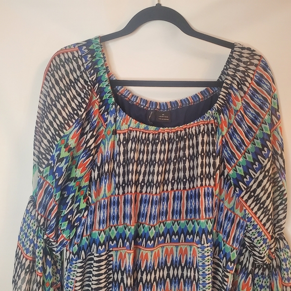 New Directions Sz XL geo print off-the-shoulder gypsy sleeve midi dress - Picture 3 of 8